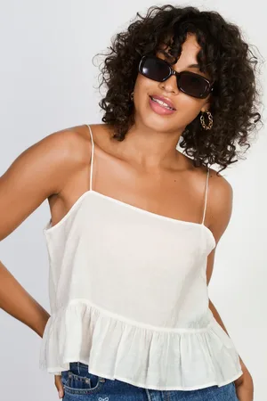 Glassworks London Ivory Slim Strap Ruffle Hem Tank