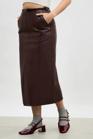 Glassworks London Burgundy Vegan Leather Skirt
