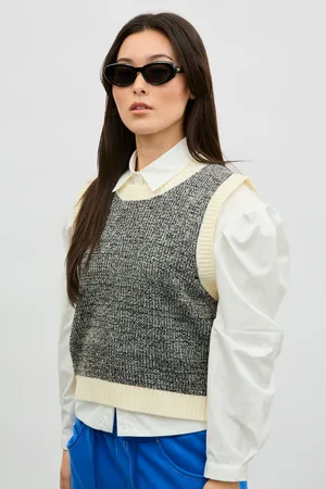 Glassworks London And Ivory Mix Knit Sweater Vest