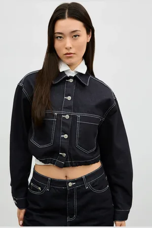 Glassworks London And White Contrast Stitch Cropped Denim Jacket