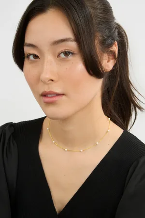 Glassworks London Pearl Drop Chain Necklace