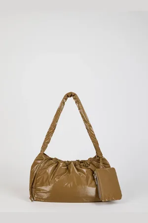 Glassworks London Khaki Shiny Puffer Shoulder Bag