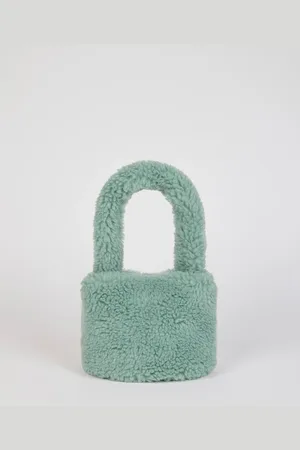 Glassworks London Mint Shearling Bucket Bag