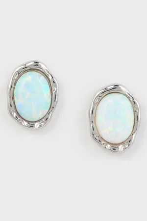 Glassworks London Irregular Oval Opal Earrings