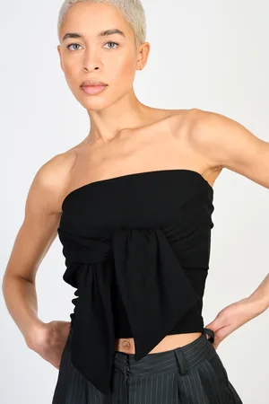 Glassworks London Horizontal Strip Tie Front Strapless Top