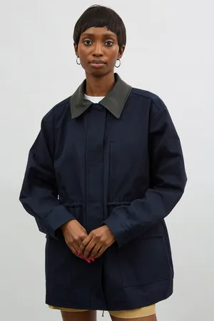 Glassworks London Navy Contrast Vegan Leather Collar Jacket