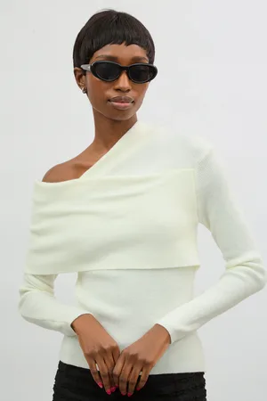 Glassworks London Ivory Cross Over Off The Shoulder Top