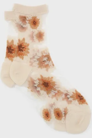 Glassworks London Camel Large Daisy Sheer Socks