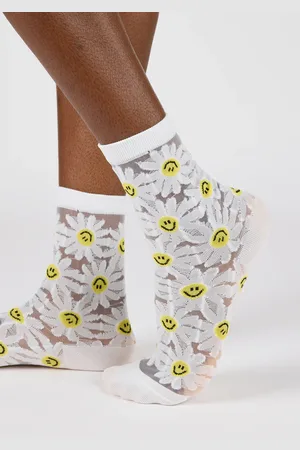 Glassworks London Sheer Daisy Smiley Face Socks