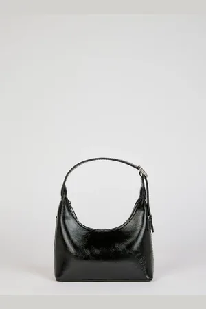 Glassworks London Black Vegan Leather Curved Shoulder Bag