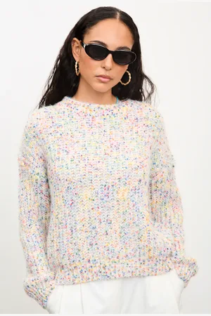 Glassworks London Ivory Bold Fuzzy Rainbow Fleck Crew Neck Jumper