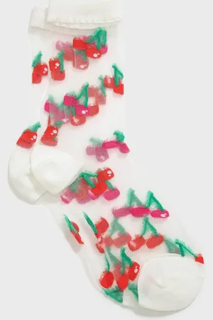 Glassworks London Red And Pink Cherry Sheer Socks