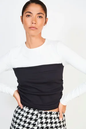Glassworks London And Ivory Jersey Corset Long Sleeve Top