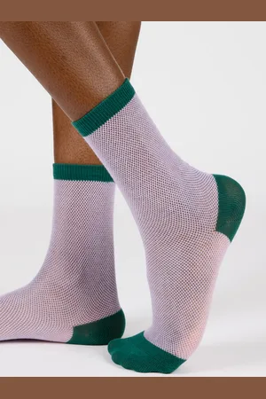 Glassworks London Purple Mesh Green Trim Socks