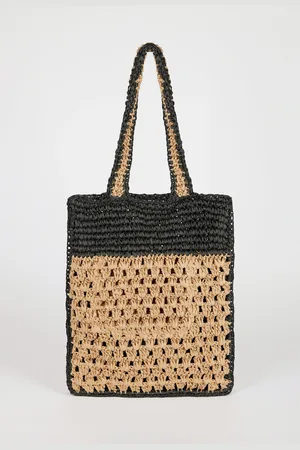 Glassworks London Natural And Trim Straw Tote Bag