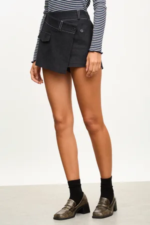 Glassworks London Denim Contrast Stitch Skort