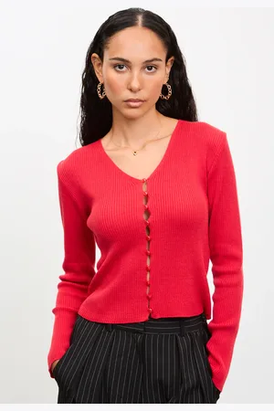 Glassworks London Bright Button Front Knit Top