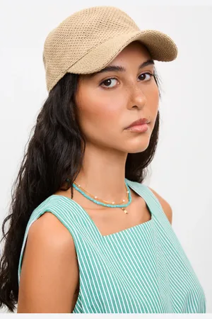 Glassworks London Beige Straw Weave Baseball Hat