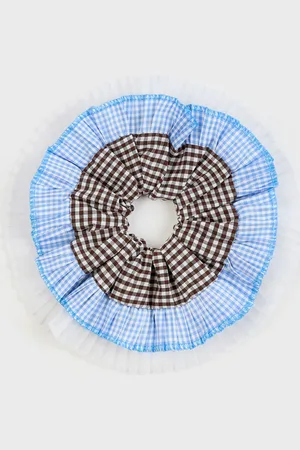 Glassworks London And Brown Gingham Sheer Frill Scrunchie