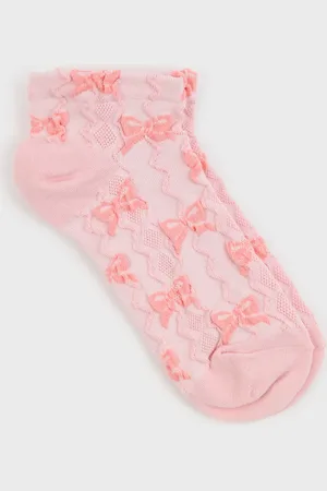 Glassworks London Semi Sheer Bow Pop Socks