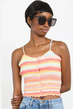 Glassworks London Blood And Blue Striped Button Front Tank