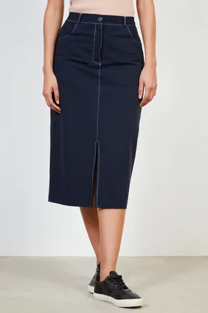 Glassworks London Navy Contrast Stitch Skirt