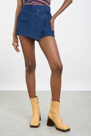 Glassworks London Denim Contrast Stitch Skort