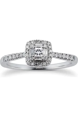GOLDSMITHS 9ct White Gold 0.25cttw Diamond Mixed Cut Cluster Ring - Ring Size J