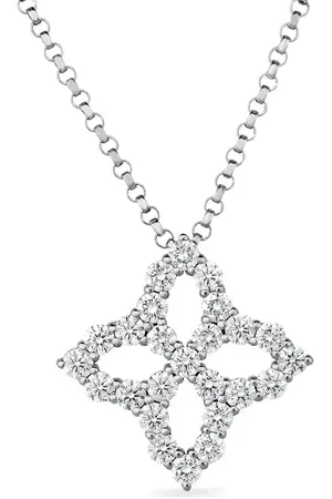 Roberto Coin Princess Flower White Gold 0.15ct Diamond Pendant