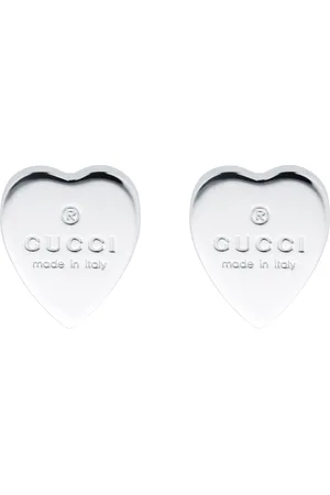 Gucci Trademark Silver Heart Earrings