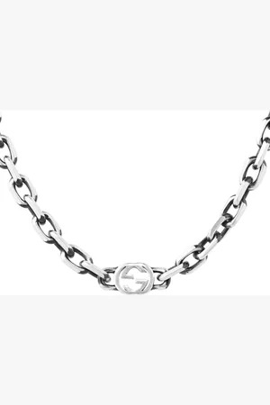 Gucci Interlocking Aged Sterling Silver Necklace 60cm