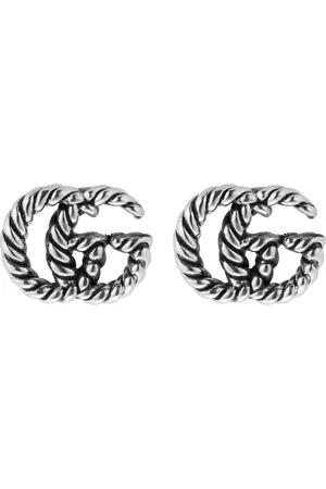 Gucci Sterling Silver GG Marmont Aged Stud Earrings