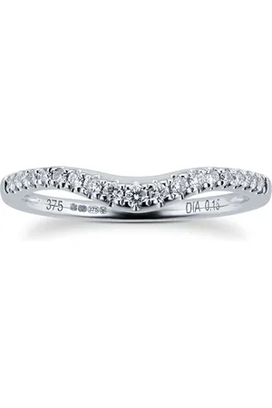 GOLDSMITHS Brilliant Cut 0.15 Carat Total Weight Diamond Set Ladies Shaped Wedding Ring In 9 Carat White Gold - Ring Size L
