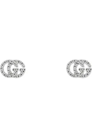 Gucci 18ct White Gold GG Running 0.10cttw Pave Diamond XS Stud Earrings
