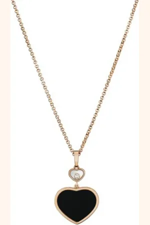 Chopard Happy Hearts 18ct Rose Gold Black Onyx Diamond Pendant