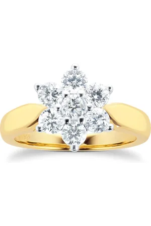 GOLDSMITHS 18ct Yellow Gold 1.01ct Brightest Diamond Cluster Ring - Ring Size M