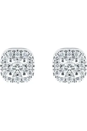 GOLDSMITHS 18ct White Gold 0.20ct Brightest Diamond Princess Halo Stud Earrings