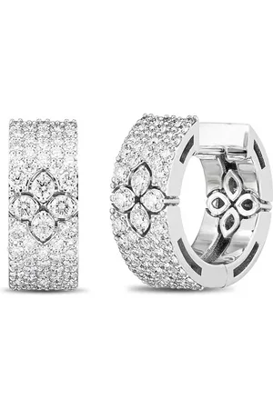 Roberto Coin 18ct White Gold Love in Verona 0.96ct Full Diamond 6mm Hoop Earrings