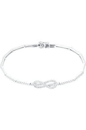 GOLDSMITHS 18ct White Gold 1.00cttw Diamond Knot Infinity Bracelet