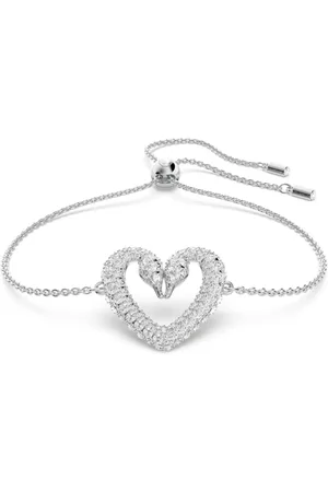 Swarovski Silver Una Cubic Zirconia Heart Swan Bracelet