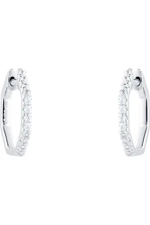 GOLDSMITHS 9ct White Gold 0.25ct Hexagon Shaped Hoop Earrings