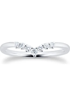 GOLDSMITHS Platinum 0.15cttw Diamond V Shape Wedding Band - Ring Size N
