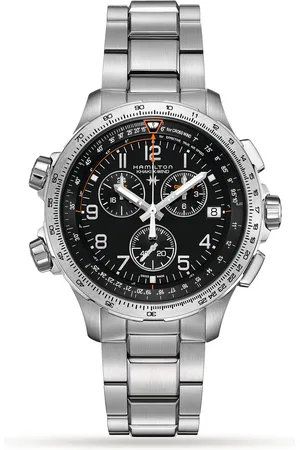 Hamilton Khaki Aviation X-Wind GMT Chrono Quartz 46mm Mens Watch Black