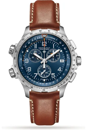 Hamilton Khaki Aviation X-Wind GMT Chrono Quartz 46mm Mens Watch Blue