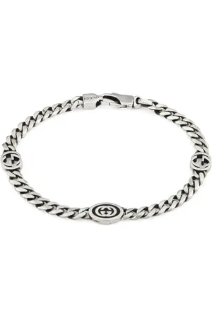 Gucci Interlocking Aged Sterling Silver Bracelet
