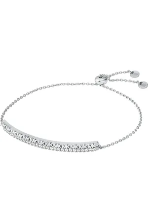 Michael Kors Sterling Silver MK Logo Bar Slider Bracelet