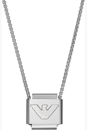Emporio Armani Mens EA Logo Stainless Steel Necklace