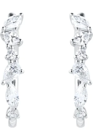 Mappin & Webb Riveret 18ct White Gold 1.00cttw Mixed Cut Diamond Hoop Earrings
