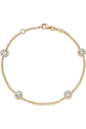 Kiki Mcdonough 18ct Yellow Gold 0.21ct Diamond & Green Amethyst Bracelet