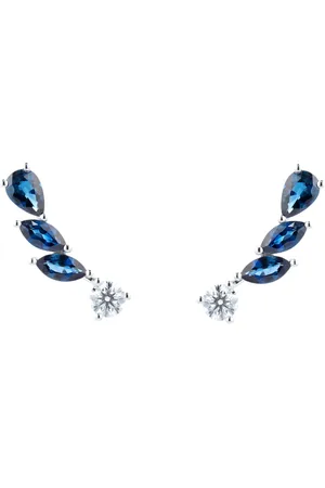 GOLDSMITHS 18ct White Gold 0.46cttw Diamond & Sapphire Earrings